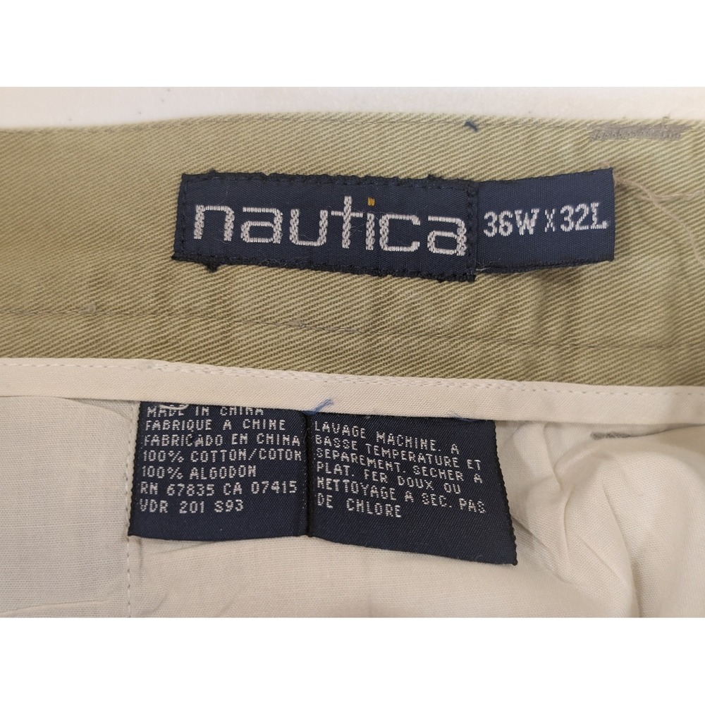 Nautica Mens 36x32 Khaki Beige Cotton Chino Pants Trousers Casual Workwear STAIN - Picture 7 of 7